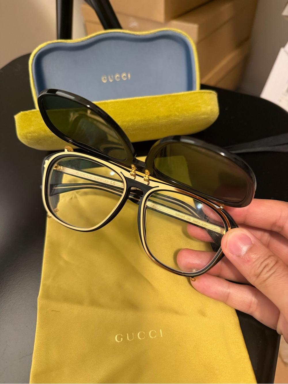 Gucci   rarely use  2 in 1 
mens acetate  aviator optical frame with sunglasses - Picture 3 of 7